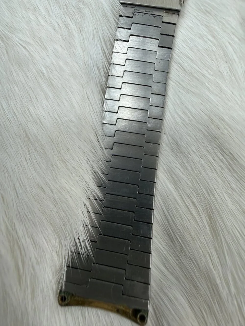 Vintage Ebel Stainless Steel & 24K Yellow Gold Electroplated Trim Wave Watch Ban